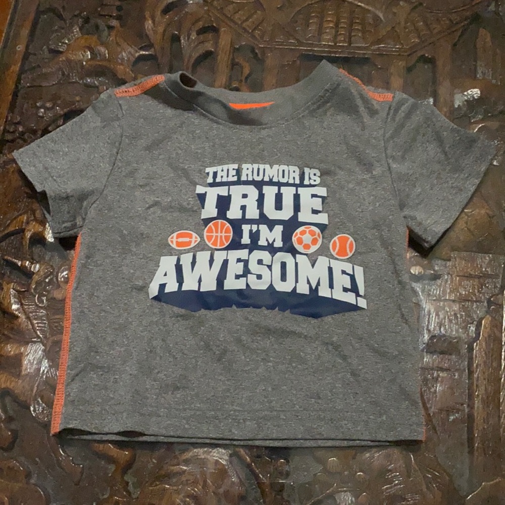 “The rumor is true I’m awesome” athletic material shirt